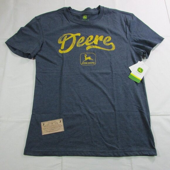 John Deere Men's Short Sleeve Script Deere Logo Graphic T-Shirt Navy Heather - Picture 1 of 2